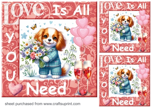 3 Puppy Love is all you need card fronts/toppers 5