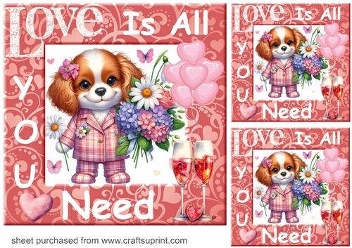 3 Puppy Love is all you need card fronts/toppers 6