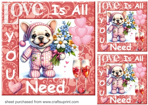 3 Puppy Love is all you need card fronts/toppers 7