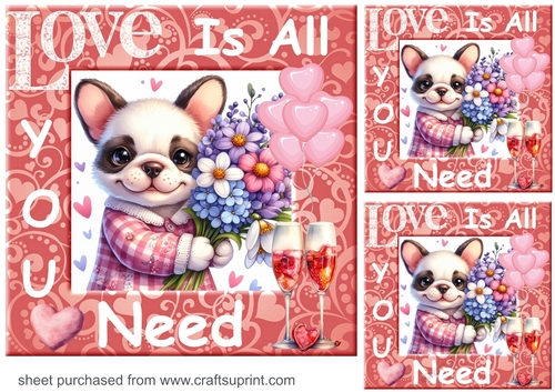 3 Puppy Love is all you need card fronts/toppers 8