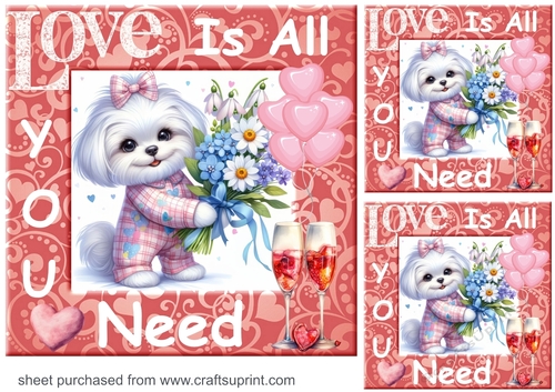 3 Puppy Love is all you need card fronts/toppers 9