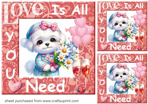 3 Puppy Love is all you need card fronts/toppers 10