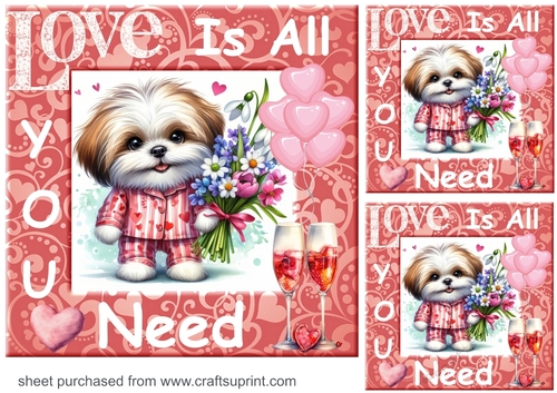 3 Puppy Love is all you need card fronts/toppers 13