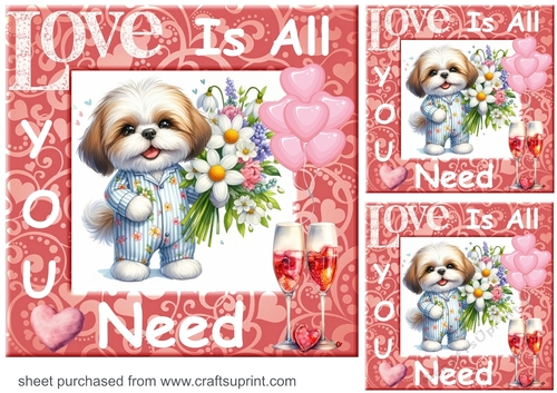 3 Puppy Love is all you need card fronts/toppers 14