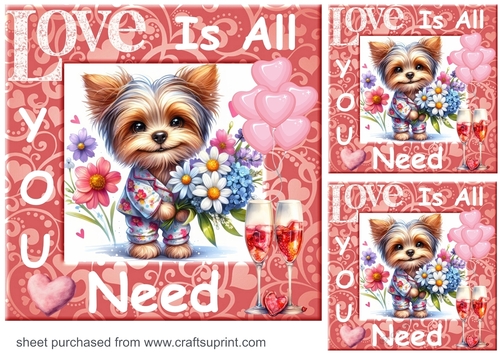 3 Puppy Love is all you need card fronts/toppers 15