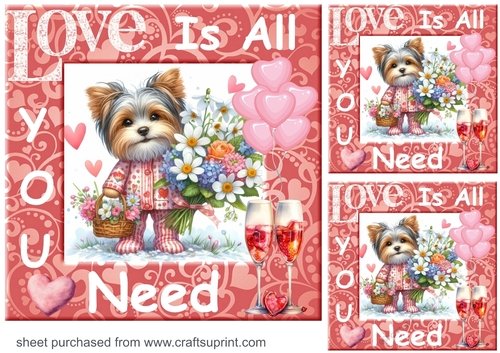 3 Puppy Love is all you need card fronts/toppers 16