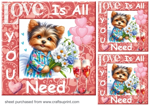 3 Puppy Love is all you need card fronts/toppers 17