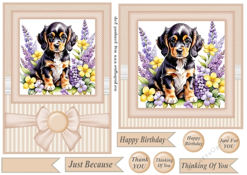 6x6 and 5x7 Beige floral puppy card fronts 2
