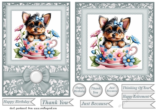 6x6 and 5x7 teacup Yorkie card fronts 2