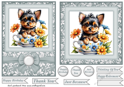 6x6 and 5x7 teacup Yorkie card fronts 4
