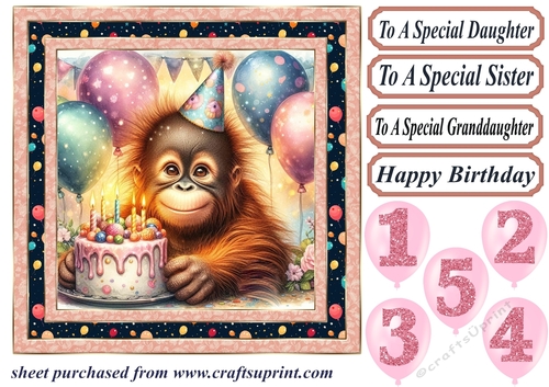 Birthday monkey card front 9