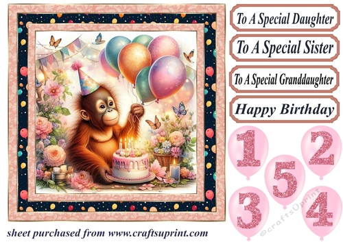 Birthday monkey card front 11