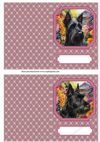 2 Pink floral Scottish terrier notelets 4