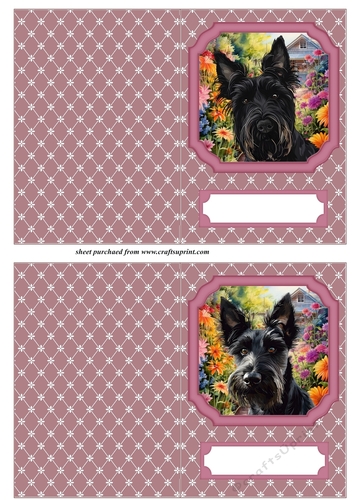 2 Pink floral Scottish terrier notelets 6