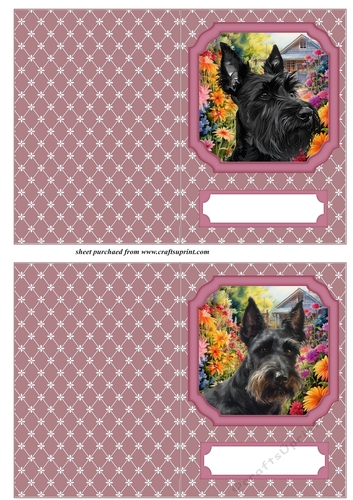 2 Pink floral Scottish terrier notelets 7