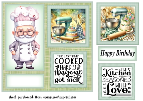 Green Birthday cake card front 1