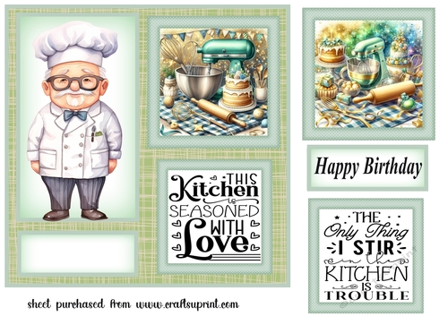 Green Birthday cake card front 2