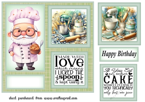 Green Birthday cake card front 3
