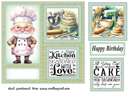 Green Birthday cake card front 4