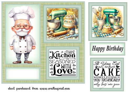 Green Birthday cake card front 5