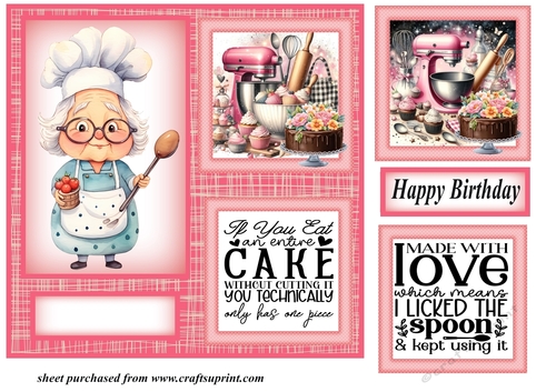Pink Birthday cake card front 1