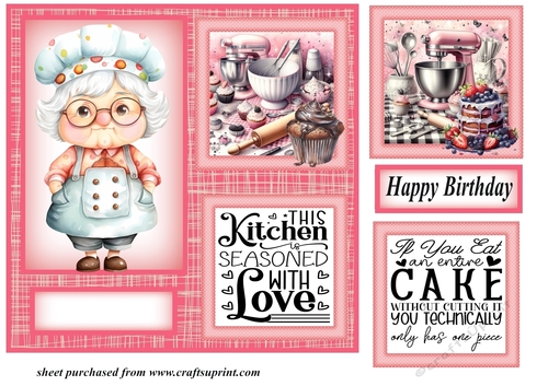 Pink Birthday cake card front 2