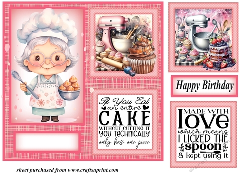 Pink Birthday cake card front 3