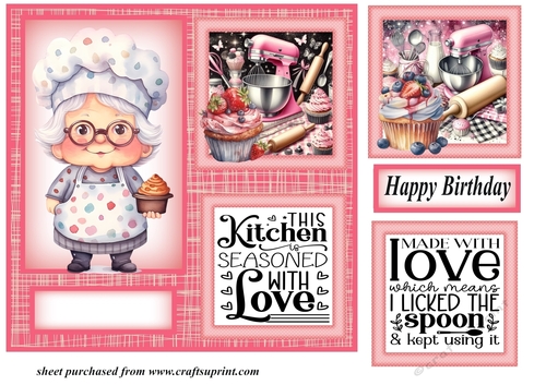 Pink Birthday cake card front 4