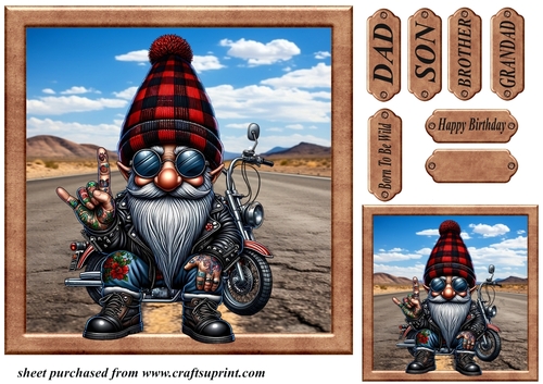 Biker gnome card front 1