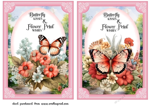 2 Pink floral butterfly card fronts 1
