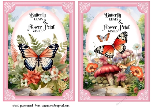 2 Pink floral butterfly card fronts 2