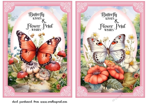 2 Pink floral butterfly card fronts 4