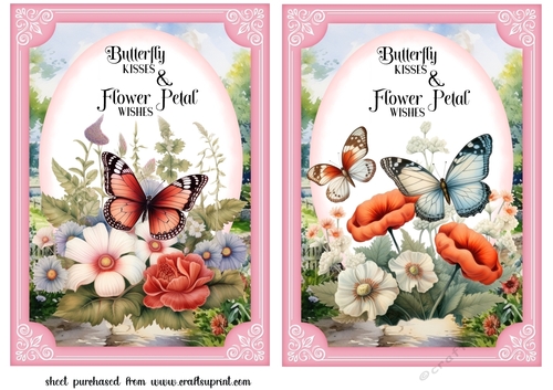 2 Pink floral butterfly card fronts 5