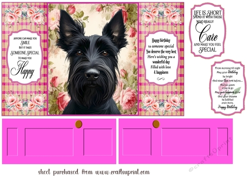 Scottish terrier gate fold card front 2
