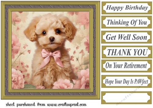 Floral puppy card front 1