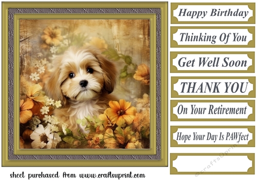 Floral puppy card front 2
