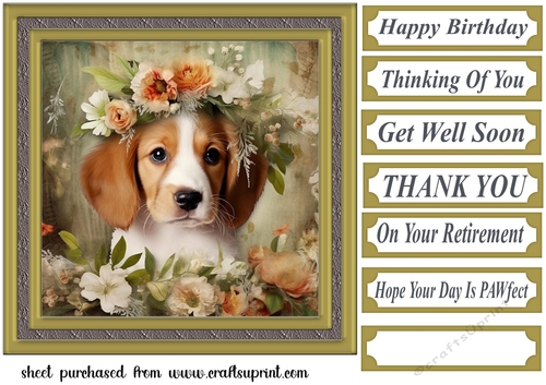 Floral puppy card front 4