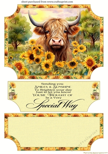 Sunflower Highland cow easel topper and layered stopper(no base included) 2