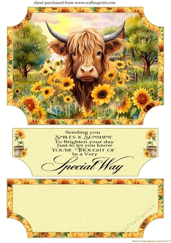 Sunflower Highland cow easel topper and layered stopper(no base included) 3
