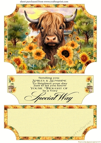 Sunflower Highland cow easel topper and layered stopper(no base included) 5