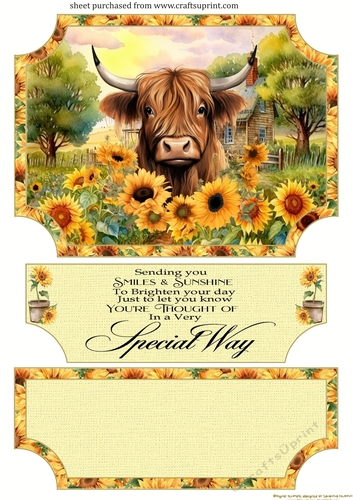 Sunflower Highland cow easel topper and layered stopper(no base included) 6