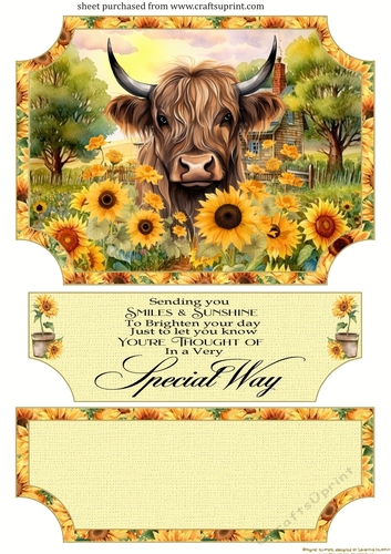 Sunflower Highland cow easel topper and layered stopper(no base included) 7