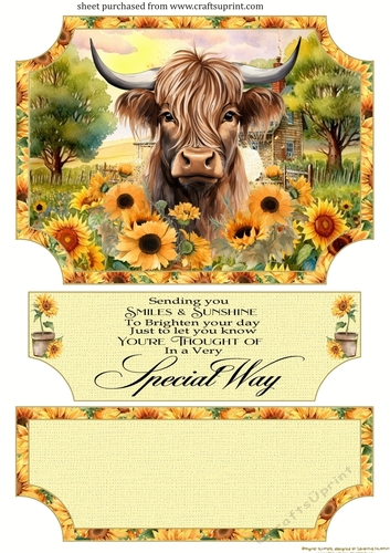 Sunflower Highland cow easel topper and layered stopper(no base included) 8
