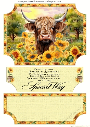Sunflower Highland cow easel topper and layered stopper(no base included) 10