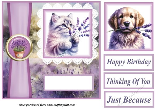 Lavender cat or dog card front