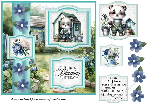 2 Panel gardening bear card front 1