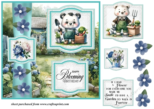 2 Panel gardening bear card front 3