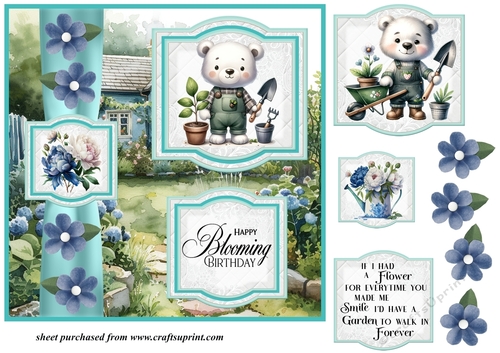 2 Panel gardening bear card front 4
