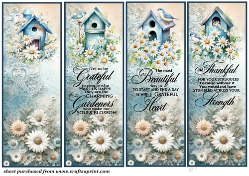 4 Daisy and bird bookmarks 1