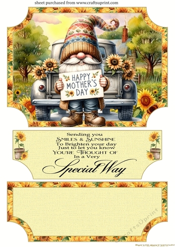 Sunflower Mothers day gnome ease topper and layered stopper(no base included)1